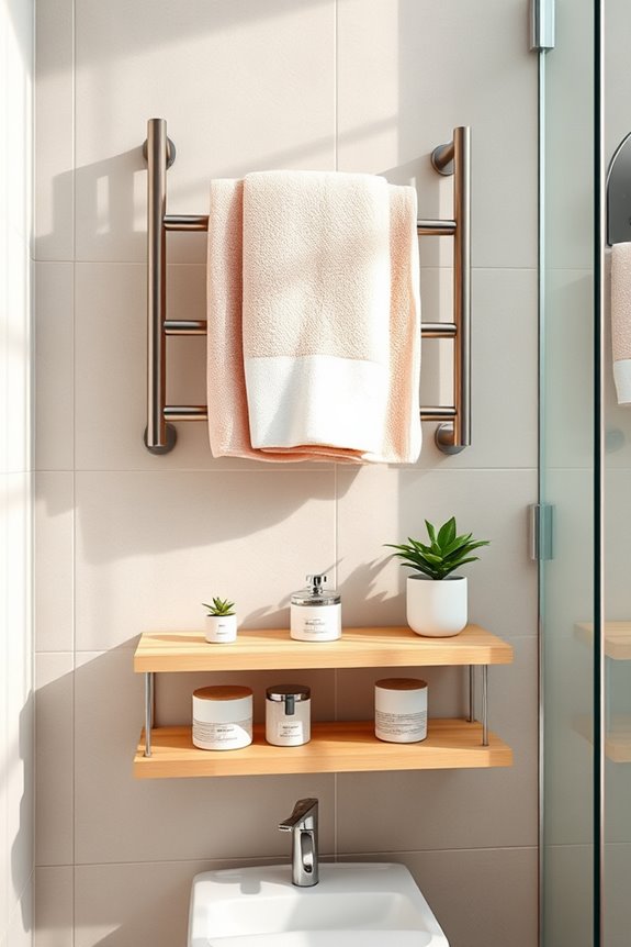 towel racks with storage