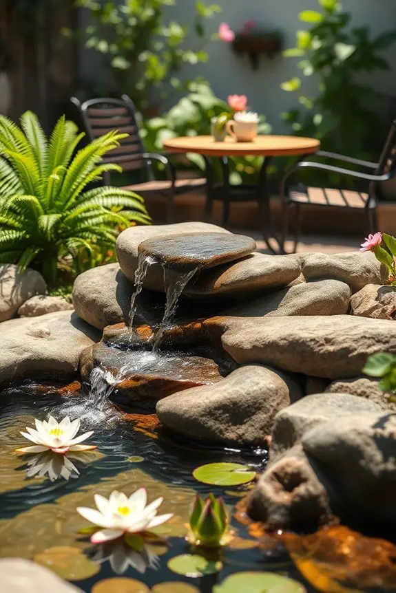 tranquil backyard miniature waterfall