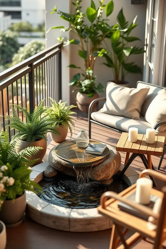 tranquil balcony water feature