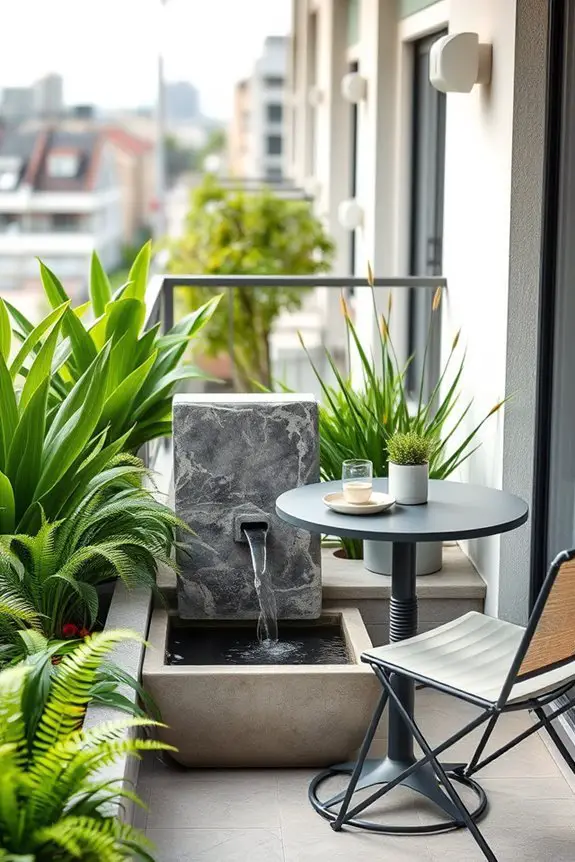 tranquil balcony water feature