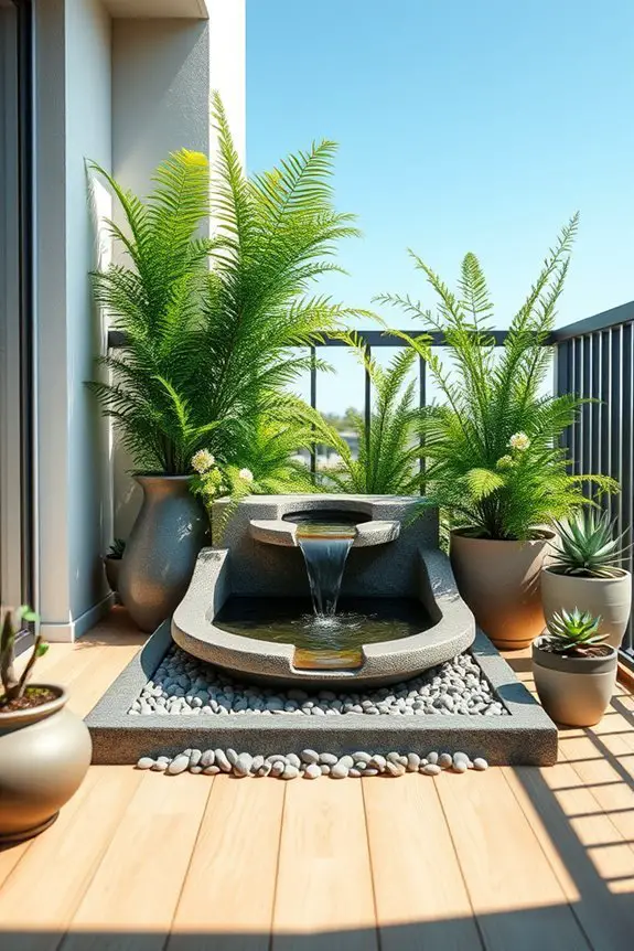 tranquil balcony water feature