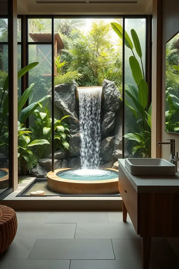 tranquil bathroom waterfall features