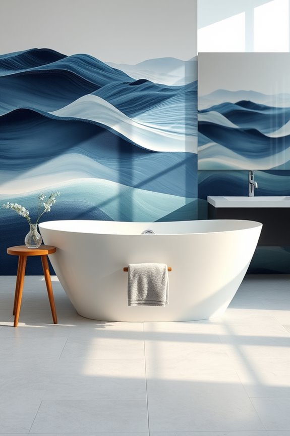 tranquil blue grey murals