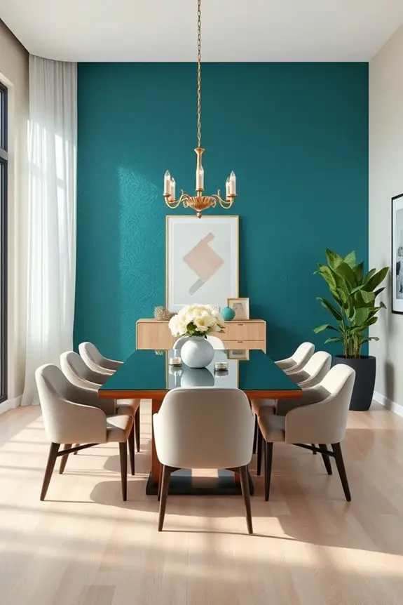 tranquil deep teal dining