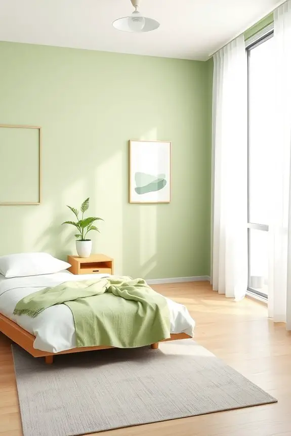 tranquil minimalist green bedroom
