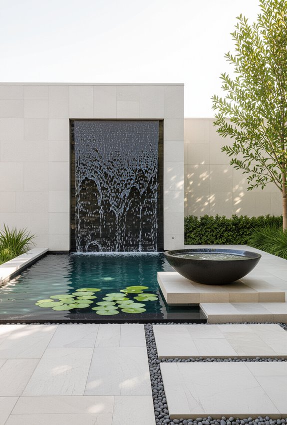 tranquil patio water focal point