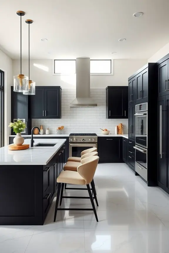 transitional black kitchen designs