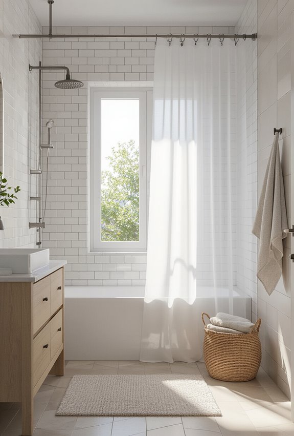 translucent curtains brighten shower