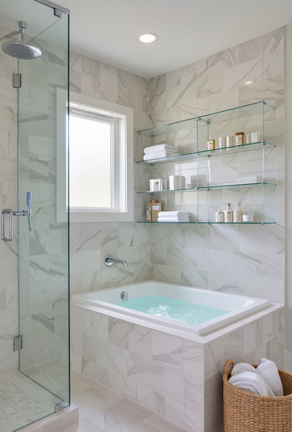 transparent tempered glass shelving