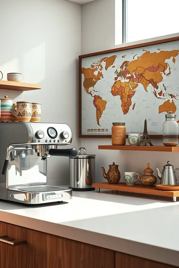 travel inspired coffee decor