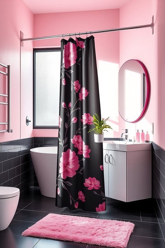 trendy black and pink curtains