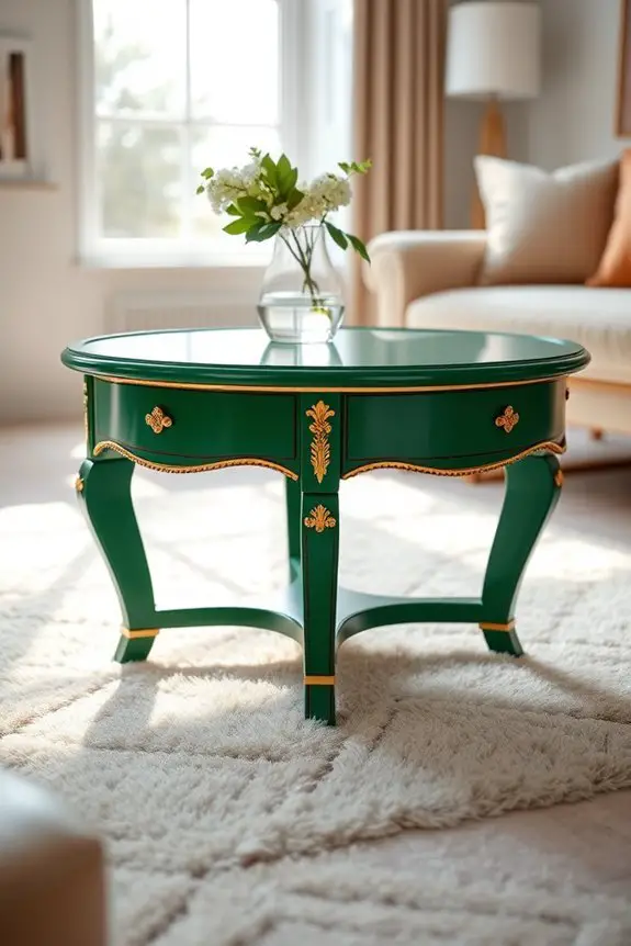trendy green gold tables