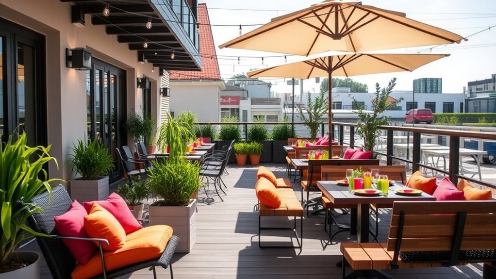 trendy outdoor cafe seating