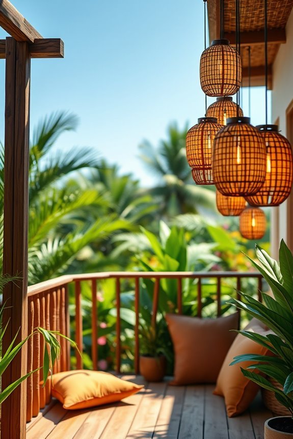 tropical bamboo lantern ambiance