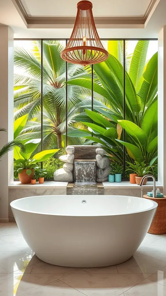 tropical bathroom water features