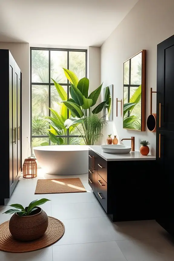 tropical black cabinet aesthetics