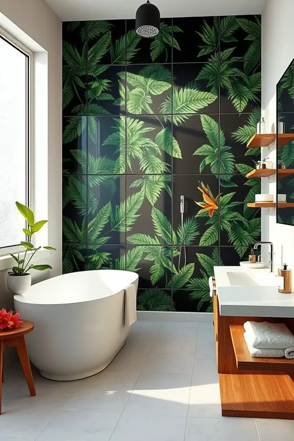 tropical black shower panels