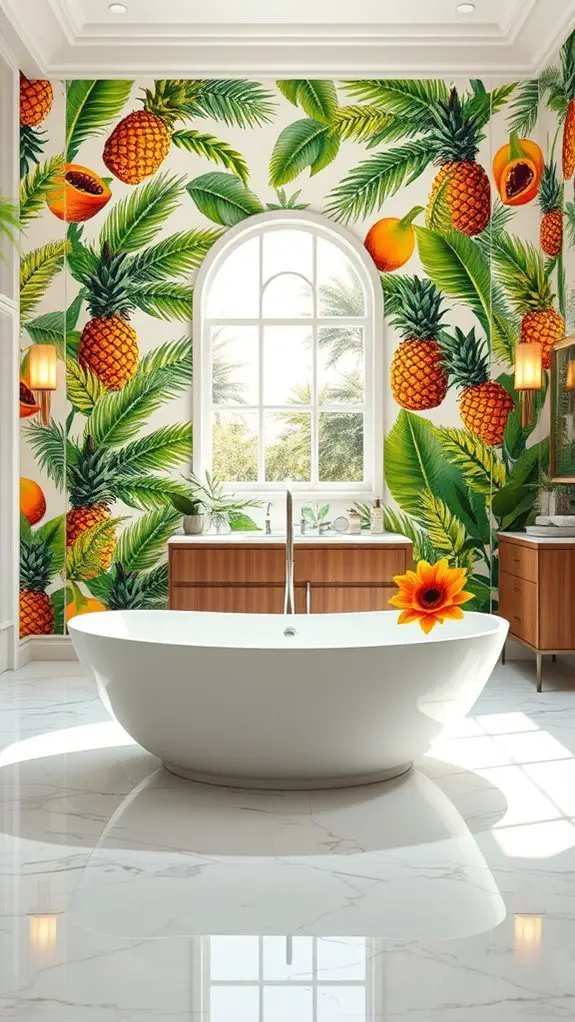 tropical fruit bathroom decor