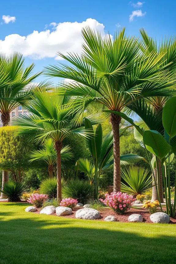 tropical garden artificial palms