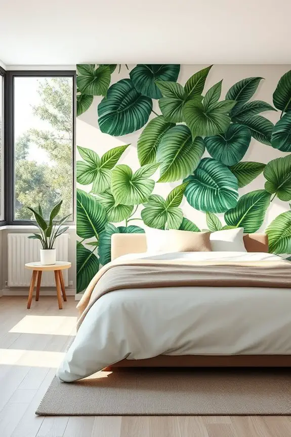 tropical leaf bedroom decor
