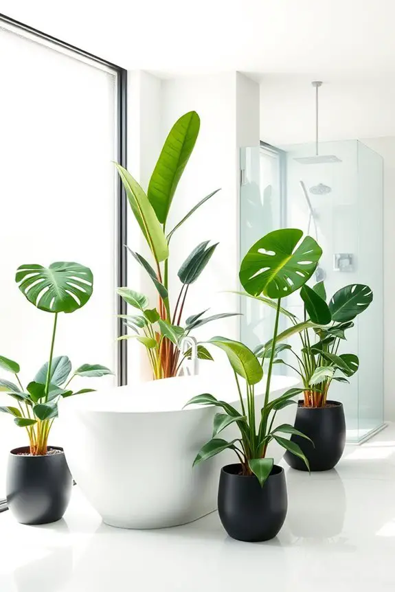tropical plants enhance bathrooms