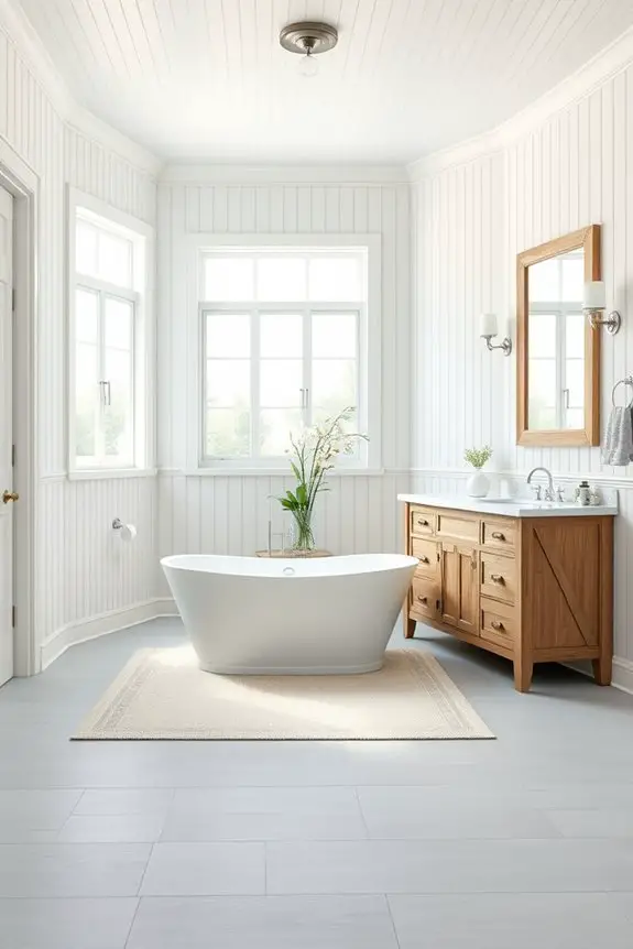 tropical stripes enhance bathroom