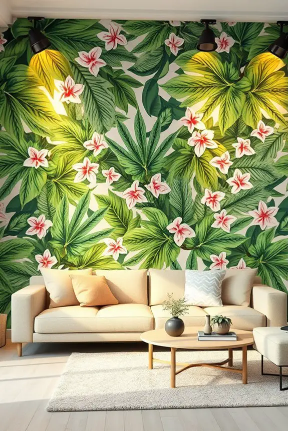 tropical wallpaper with soft lighting
