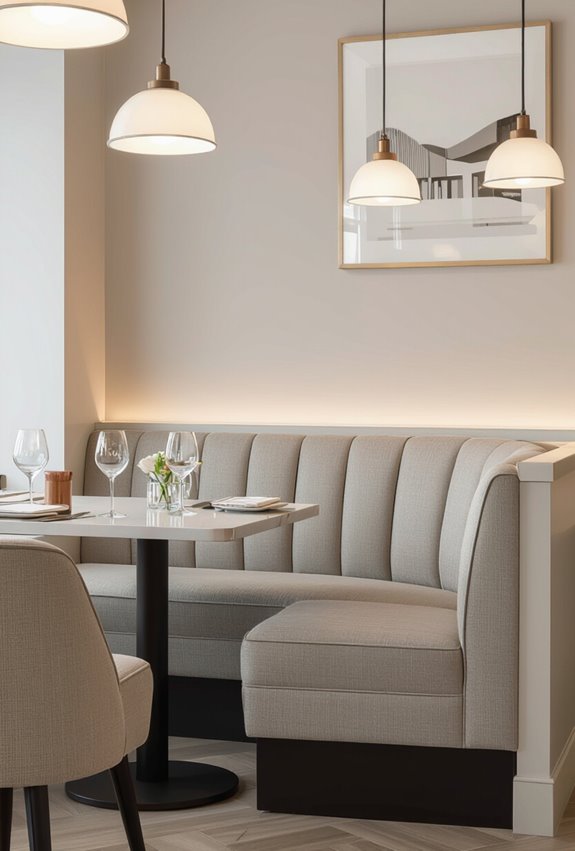 tufted curved banquettes maximize comfort