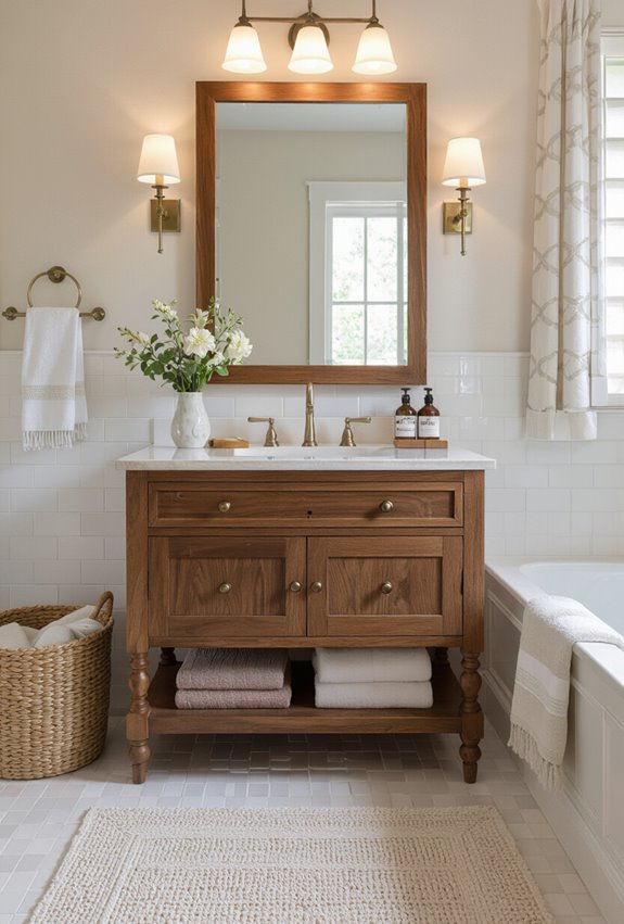 turned leg decorative vanity cabinet