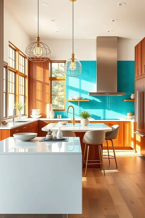 turquoise and walnut elegance