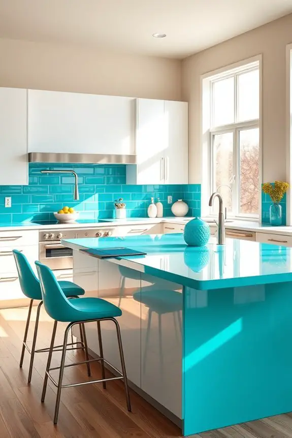 turquoise kitchen accents energize