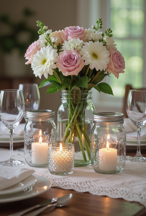 twine wrapped mason jar displays