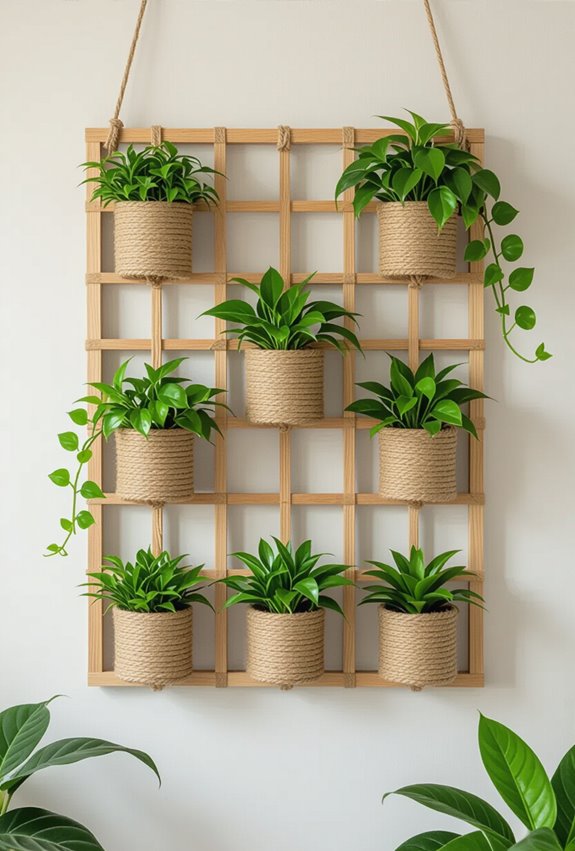 twine wrapped planter wall display