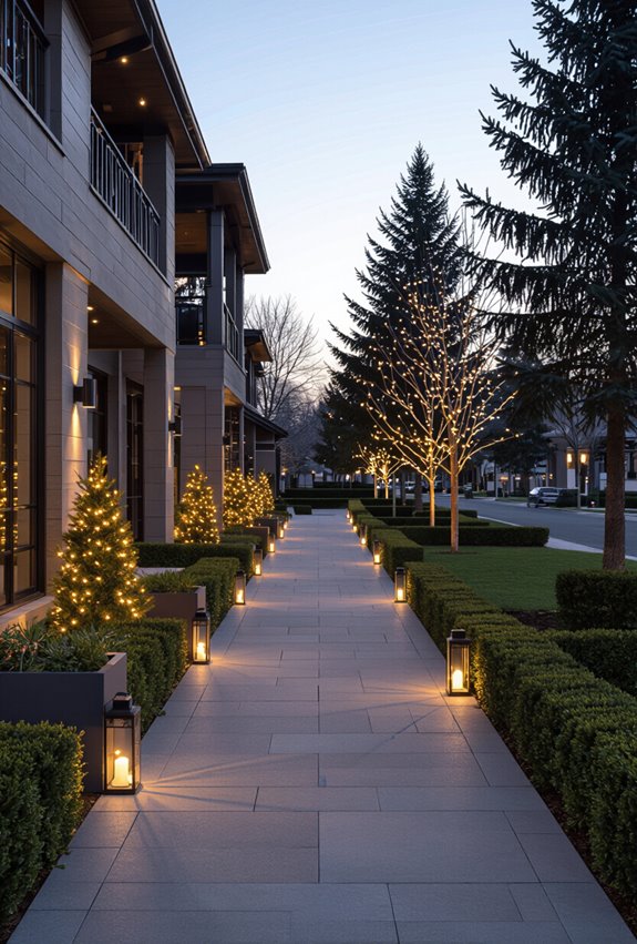 twinkling warm white pathway lights