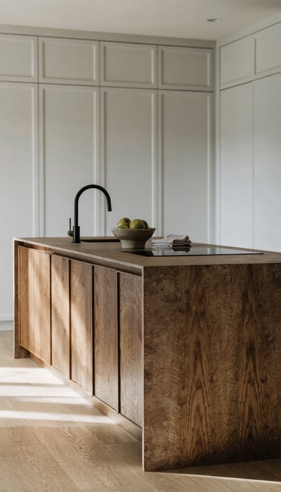 two tone brown island contrast