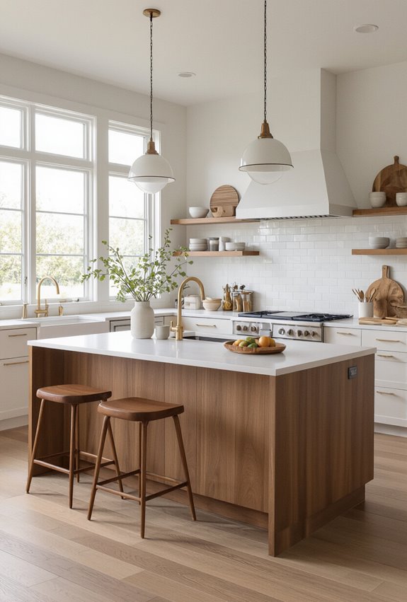 two tone brown white island