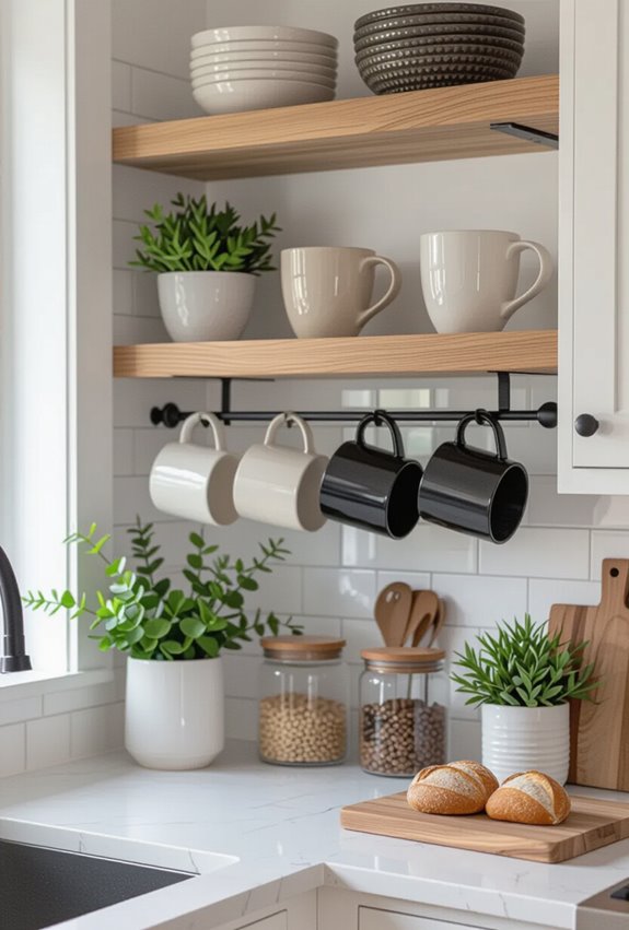 under shelf mounted mug hooks