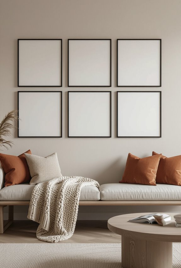 uniform framed prints evenly spaced