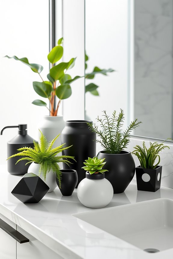 unique black and white planters