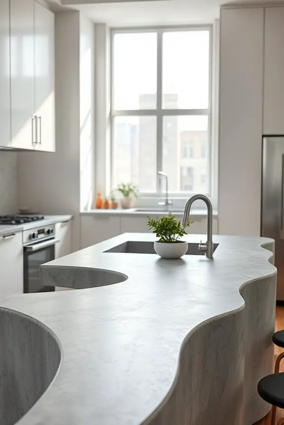 unique curved asymmetric concrete counters
