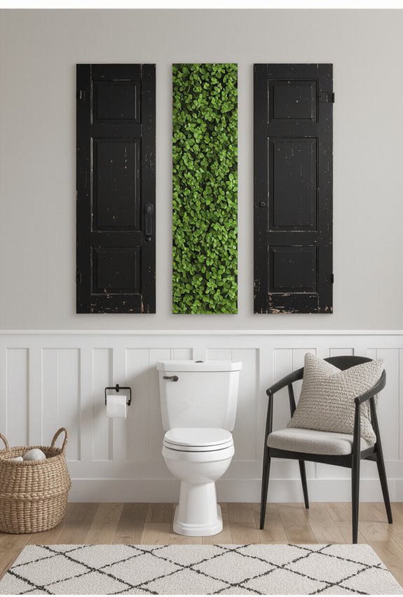 upcycled black door green art
