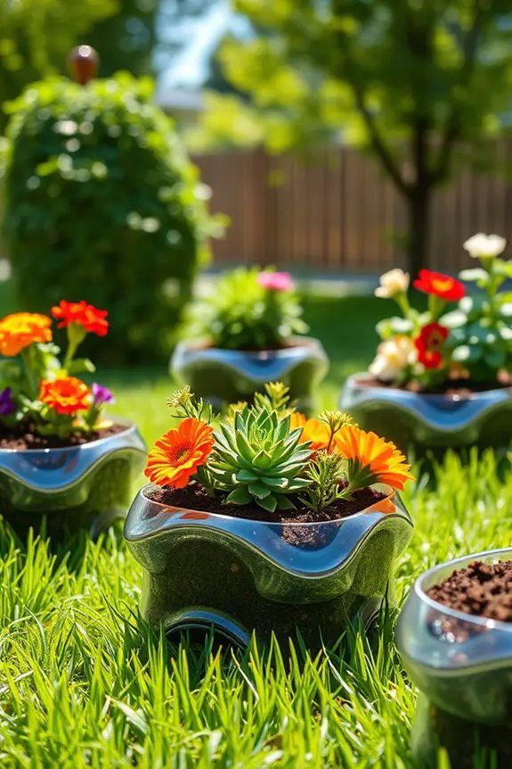 upcycled bottle garden planters