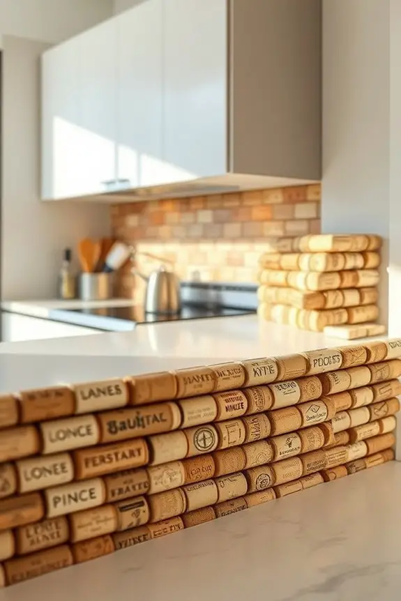 upcycled cork kitchen backsplash