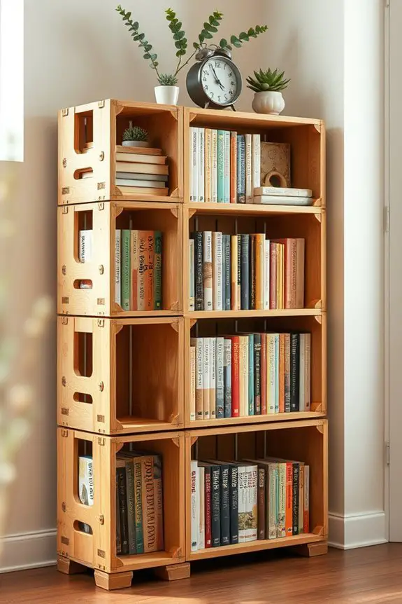 upcycled crate bookshelf project