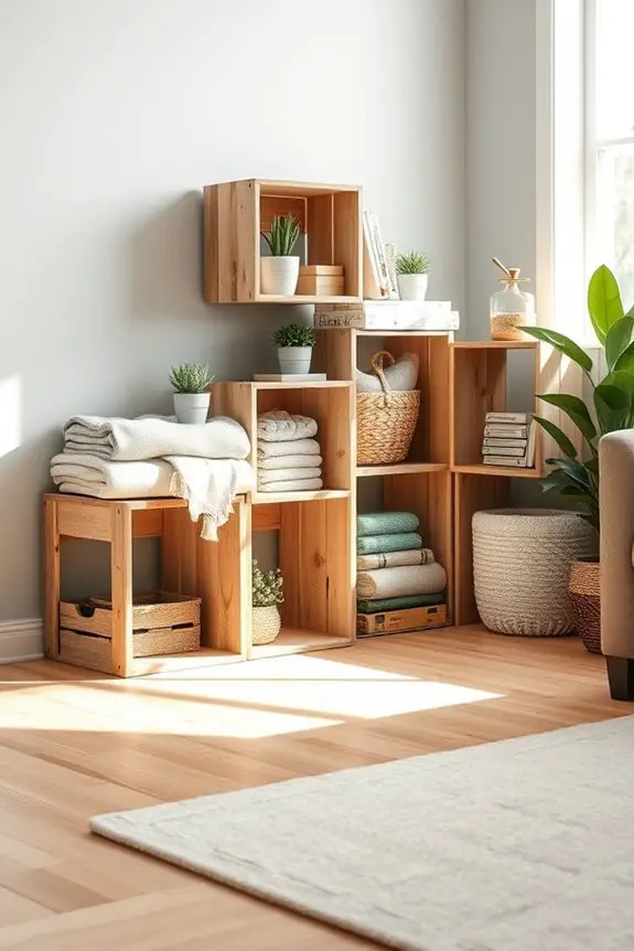 upcycled crates for storage