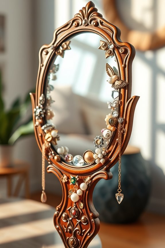 upcycled jewelry mirror decor