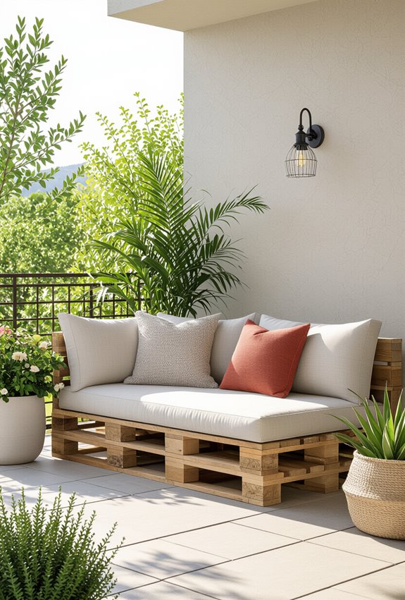 upcycled pallet sofa with cushions