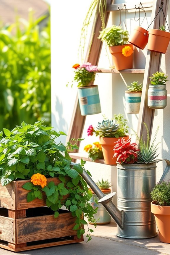 upcycled planters add character