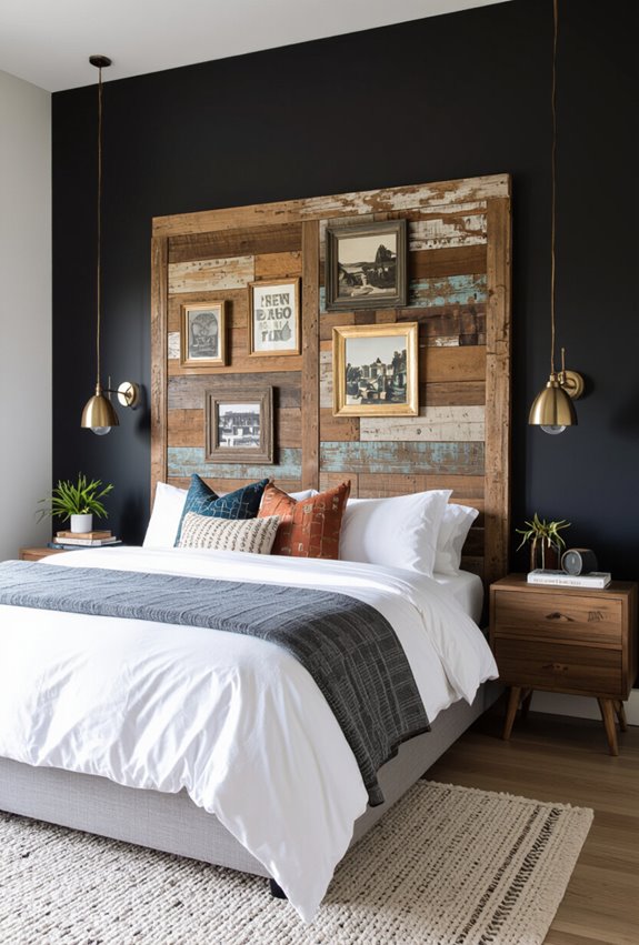 upcycled salvaged door headboard