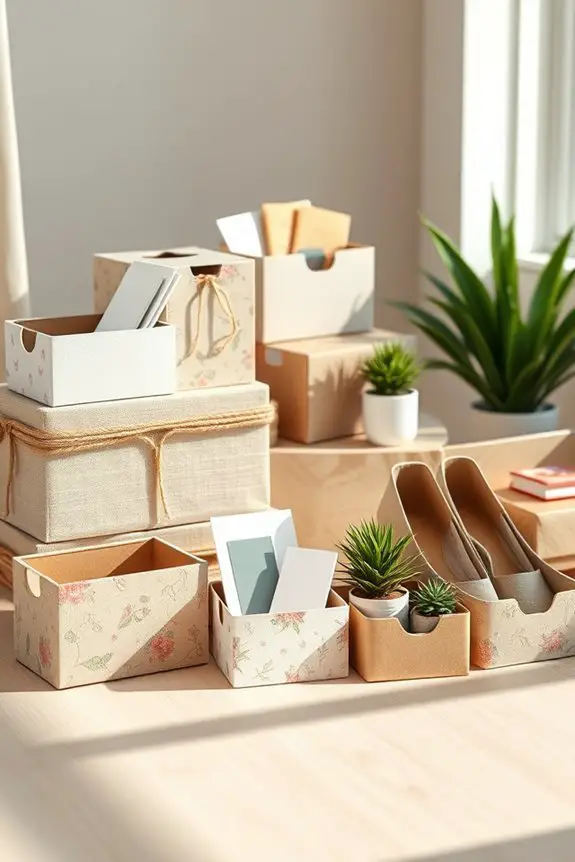 upcycled shoe box organizers